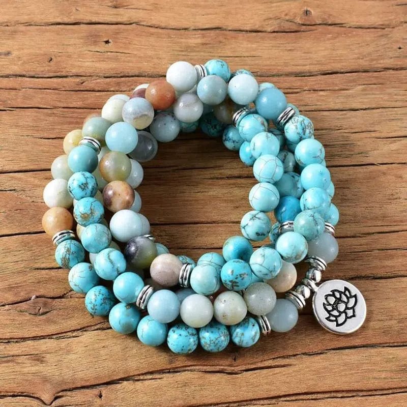 Enlightened Waters Amazonite & Turquoise Mala Bracelet/Necklace - Prana Heart: Everyday Mindfulness