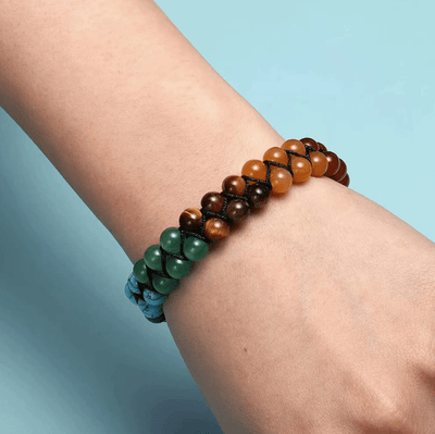 Sacred Spectrum: Double-Row Chakra Gemstone Harmony Bracelet