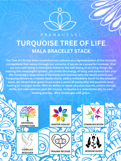 Turquoise Tree of Life Mala Bracelet Stack