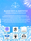Black Onyx & Amethyst Om Mala Bracelet/Necklace