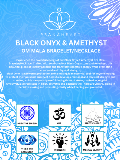 Black Onyx & Amethyst Om Mala Bracelet/Necklace