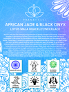 African Jade & Black Onyx Lotus Mala Bracelet/Necklace