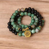 African Jade & Black Onyx Lotus Mala Bracelet/Necklace - Prana Heart: Everyday Mindfulness