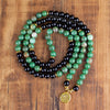 African Jade & Black Onyx Lotus Mala Bracelet/Necklace - Prana Heart: Everyday Mindfulness