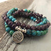 Amethyst and Chrysocolla Lotus Mala Bracelet/Necklace - Prana Heart: Everyday Mindfulness
