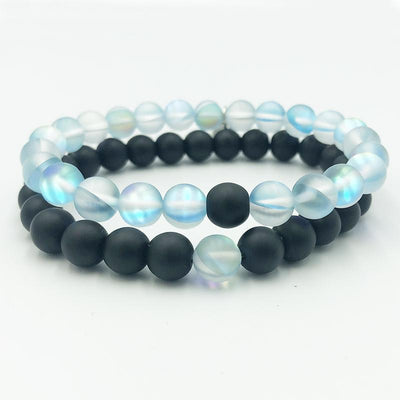 Aqua Aura & Black Onyx Bracelet Stack - Prana Heart: Everyday Mindfulness