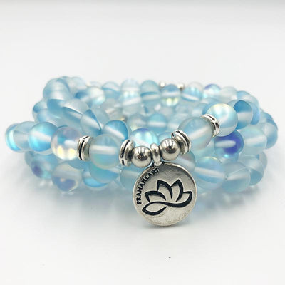 Aqua Aura Lotus Mala Bracelet/Necklace - Prana Heart: Everyday Mindfulness