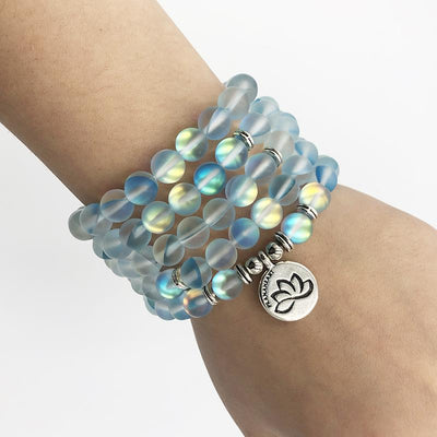 Aqua Aura Lotus Mala Bracelet/Necklace - Prana Heart: Everyday Mindfulness