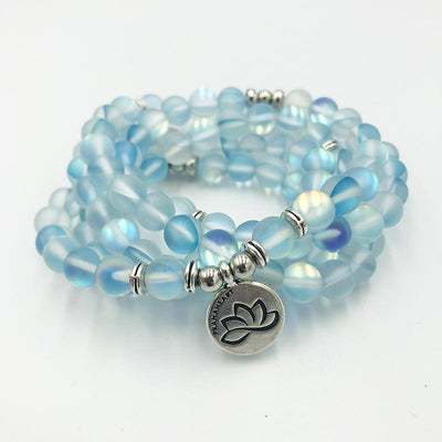 Aqua Aura Lotus Mala Bracelet/Necklace - Prana Heart: Everyday Mindfulness