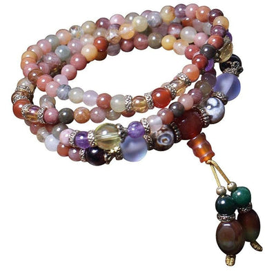 Buddhist Crystal Quartz Mala Bracelet - Prana Heart: Everyday Mindfulness