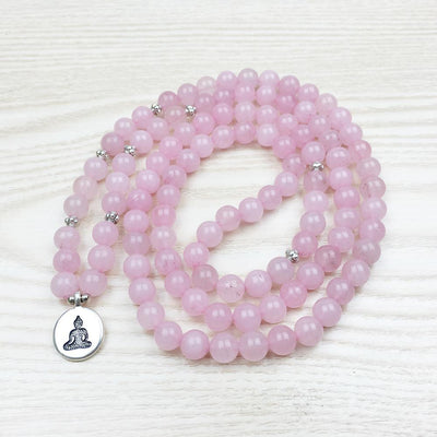 Buddhist Rose Quartz Mala Bracelet/Necklace (108 beads) - Prana Heart: Everyday Mindfulness