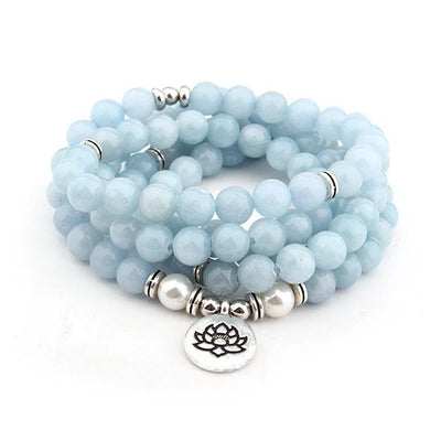 Comforting Caress Blue Chalcedony Mala - Prana Heart: Everyday Mindfulness