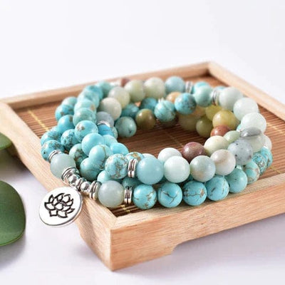 Enlightened Waters Amazonite & Turquoise Mala Bracelet/Necklace - Prana Heart: Everyday Mindfulness