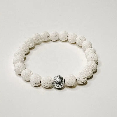 Essential Harmony White Lava and Dalmatian Jasper Diffuser Bracelet Set - Prana Heart: Everyday Mindfulness