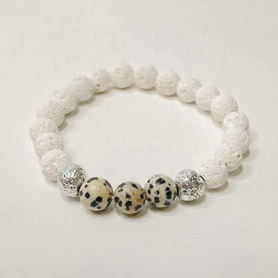 Essential Harmony White Lava and Dalmatian Jasper Diffuser Bracelet Set - Prana Heart: Everyday Mindfulness