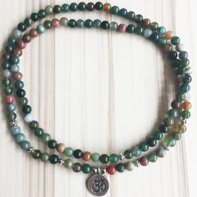 Indian Agate Mala Bracelet/Necklace (108 Beads) - Prana Heart: Everyday Mindfulness