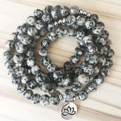 Jasper Stone Lotus Mala - Prana Heart: Everyday Mindfulness