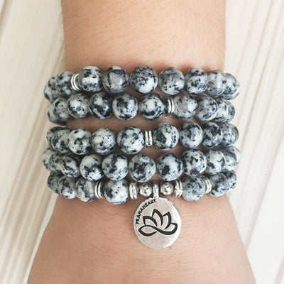 Jasper Stone Lotus Mala - Prana Heart: Everyday Mindfulness