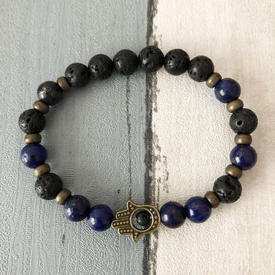 Lapis Lazuli Hamsa Mala Diffuser Bracelet - Prana Heart: Everyday Mindfulness