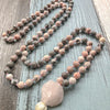 Love and Contentment - Zebra Jasper & Raw Rose Quartz Hand Knotted Mala Necklace - Prana Heart: Everyday Mindfulness