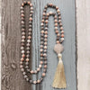 Love and Contentment - Zebra Jasper & Raw Rose Quartz Hand Knotted Mala Necklace - Prana Heart: Everyday Mindfulness