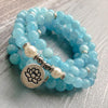 Natural Aquamarine Lotus Mala Bracelet/Necklace - Prana Heart: Everyday Mindfulness