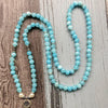 Natural Aquamarine Lotus Mala Bracelet/Necklace - Prana Heart: Everyday Mindfulness