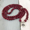 Natural Garnet Stone Lotus Mala Bracelet/Necklace - Prana Heart: Everyday Mindfulness