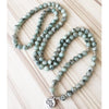 Natural Kiwi Jasper Lotus Mala - Prana Heart: Everyday Mindfulness