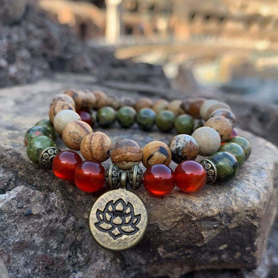 Positive Change Bracelet Set - Unakite, Picture Jasper, and Carnelian - Prana Heart: Everyday Mindfulness