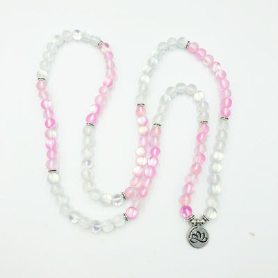 Rose & Angel Aura Lotus Mala Bracelet/Necklace - Prana Heart: Everyday Mindfulness