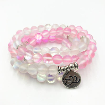 Rose & Angel Aura Lotus Mala Bracelet/Necklace - Prana Heart: Everyday Mindfulness