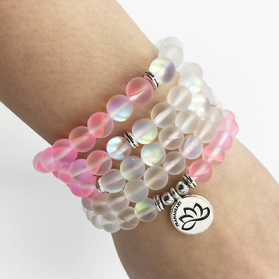 Rose & Angel Aura Lotus Mala Bracelet/Necklace - Prana Heart: Everyday Mindfulness