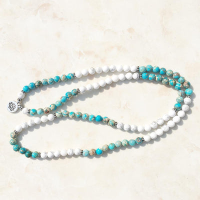 Sea Sediment Jasper & Howlite Mala Bracelet/Necklace - Prana Heart: Everyday Mindfulness