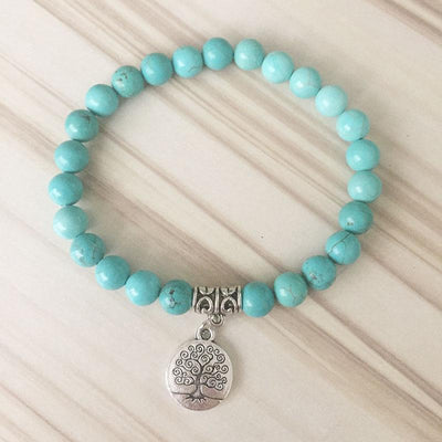 Turquoise Tree of Life Mala Bracelet Stack - Prana Heart: Everyday Mindfulness